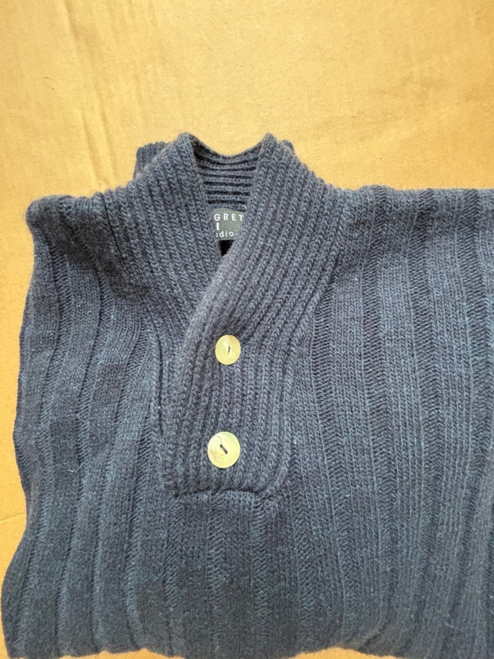 Henry Grethel Studio Navy Cable Knit Sweater